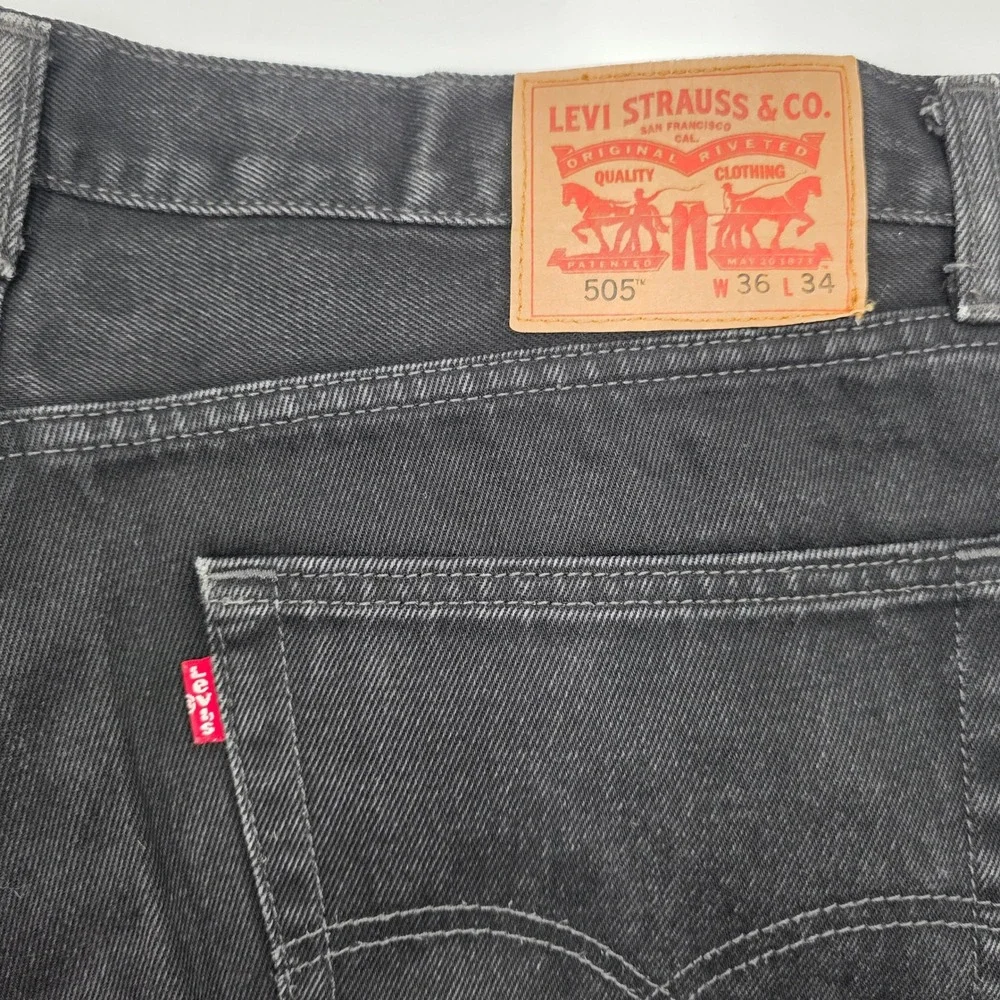 Levi Strauss Co 505 Mens Jeans Black W36 L34 Straight Fit Denim Pants